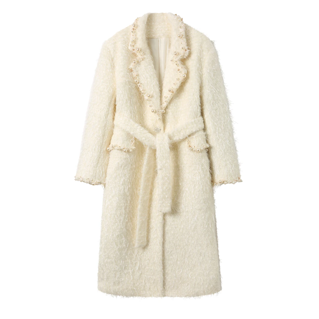 【设计师品牌】秋冬重工珍珠毛呢千金风羊毛大衣