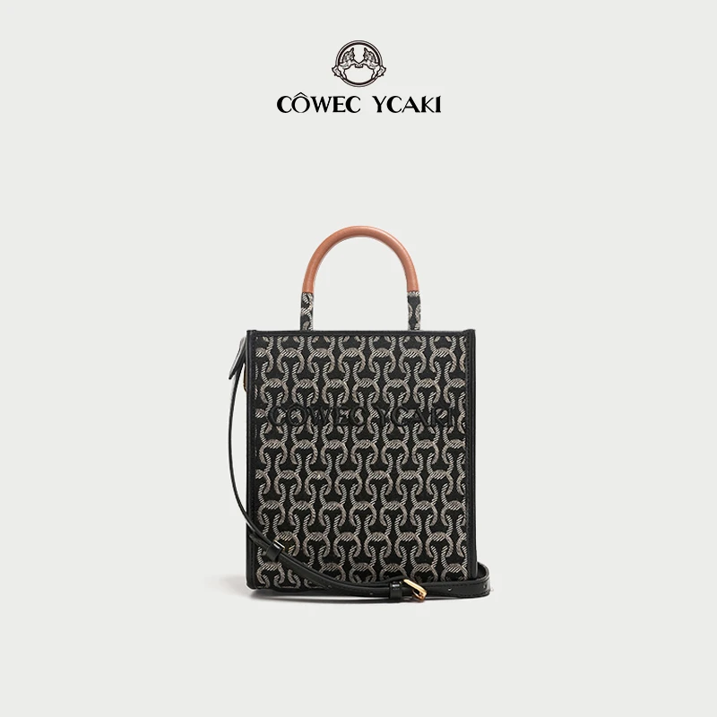 【官方正品】CowecYcaki2024新款竖版立体提花刺绣托特包斜跨小包