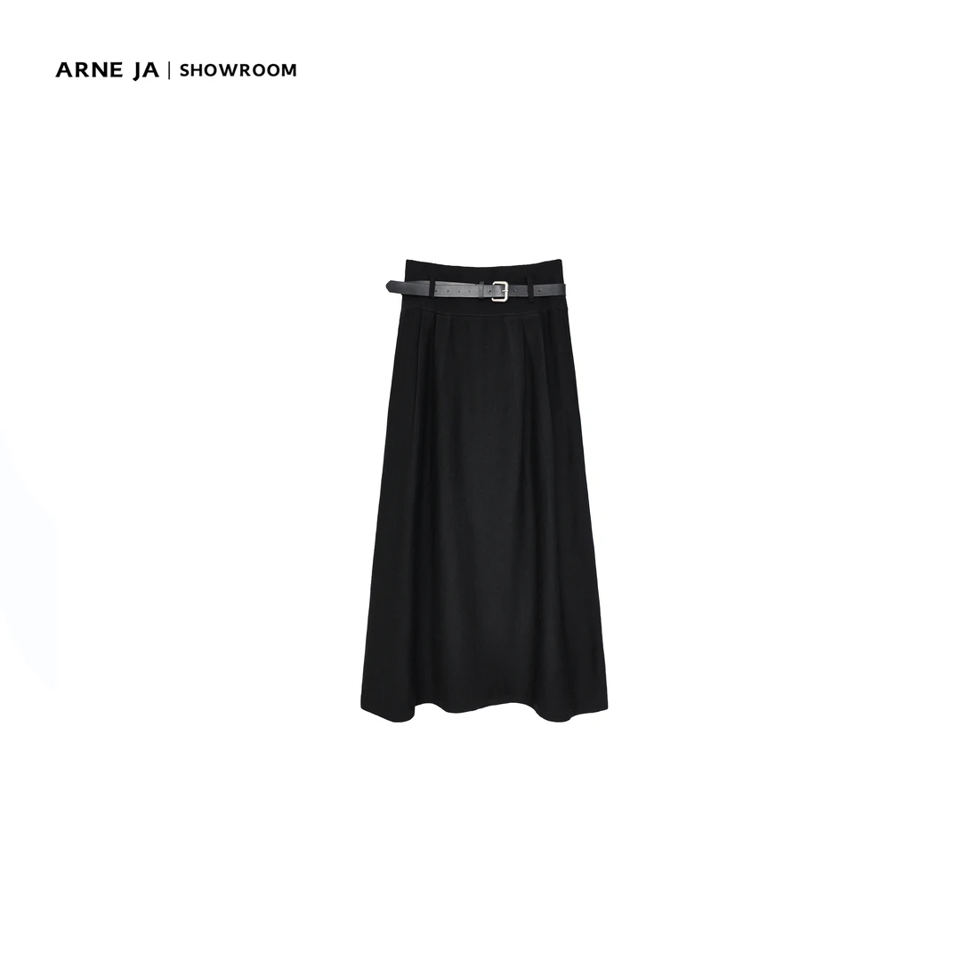 【清仓】NO退NO换 /格雷系量感拼皮带西装羊毛精织半裙A022