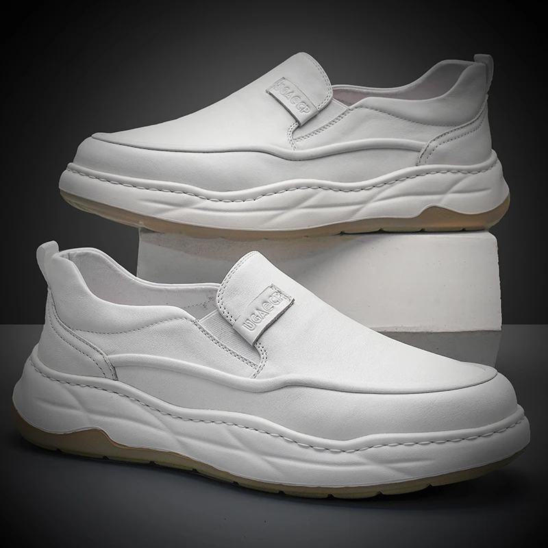 男鞋真皮小白鞋2025新款鞋子一脚蹬乐福鞋懒人高档男士休闲鞋板鞋