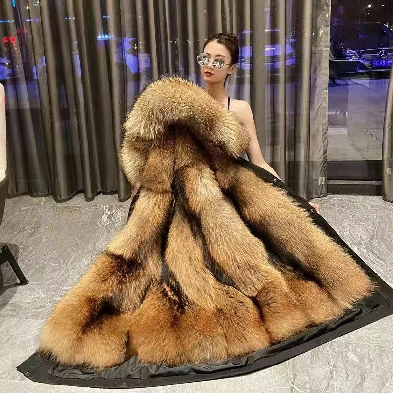 冬季女士新款大衣中长款可拆卸内胆高端特价连帽休闲加厚保暖外套