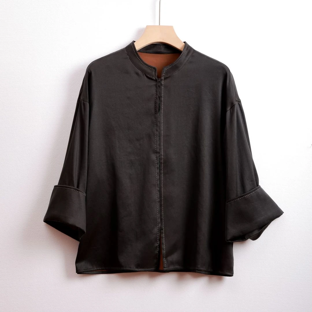 香云纱重缎拱针外套X12370