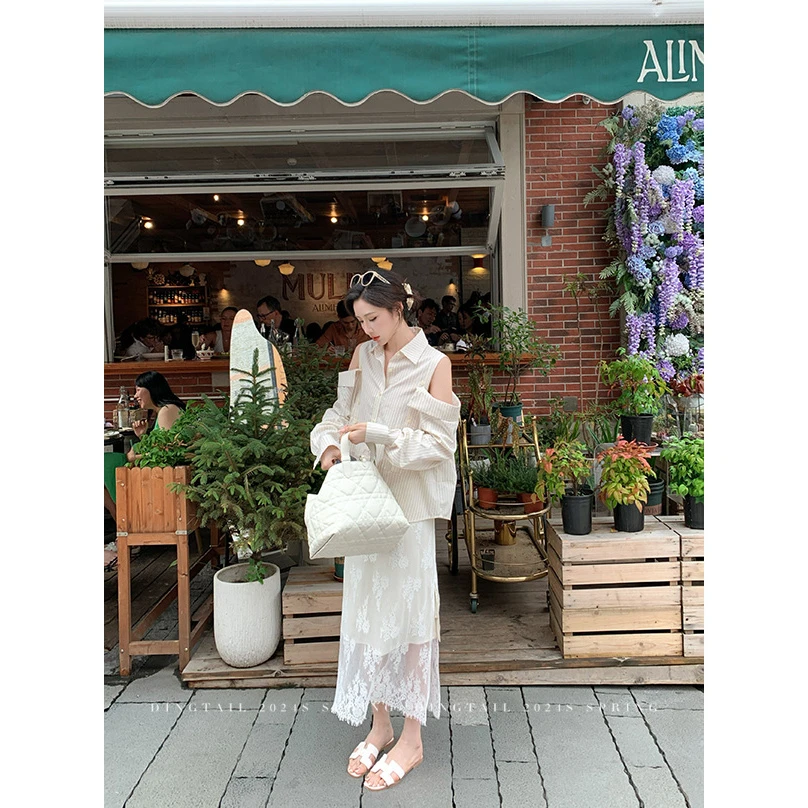 蕾丝半裙2024秋季新款女装高腰气质纯色半身裙长裙