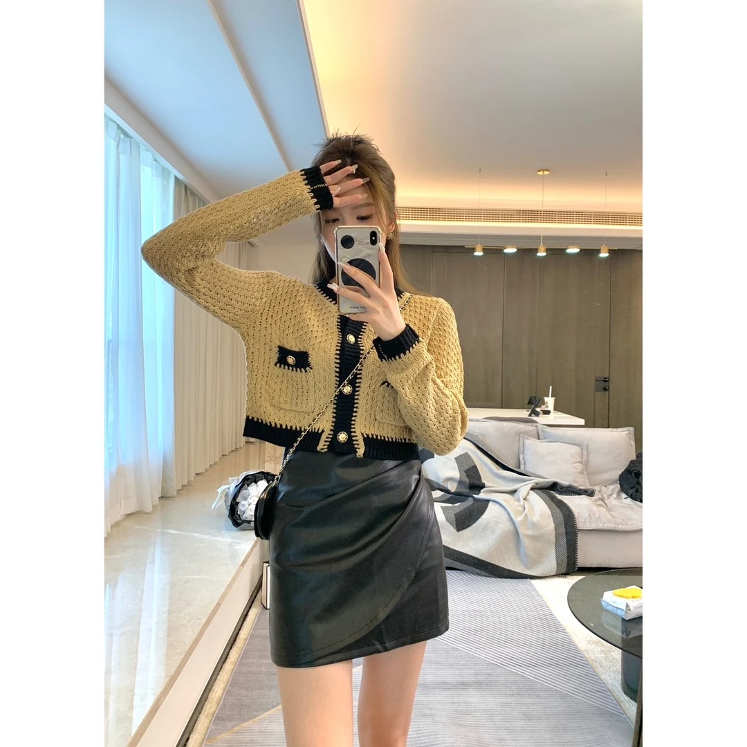 1邱肉瑶清「少女时代」黑色不规则设计皮裙半身裙高腰显瘦气质