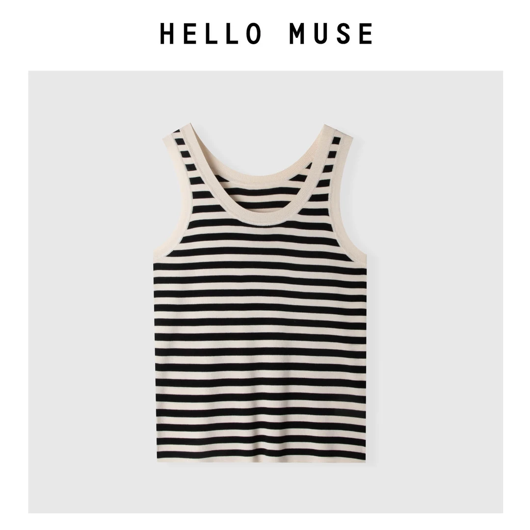 【HELLO MUSE】打底运动无袖夏季外穿条纹背心