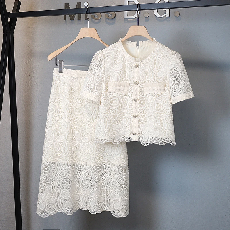2025夏季新款小香风上衣气质显瘦A字裙蕾丝百搭半身裙女XH-ZB96