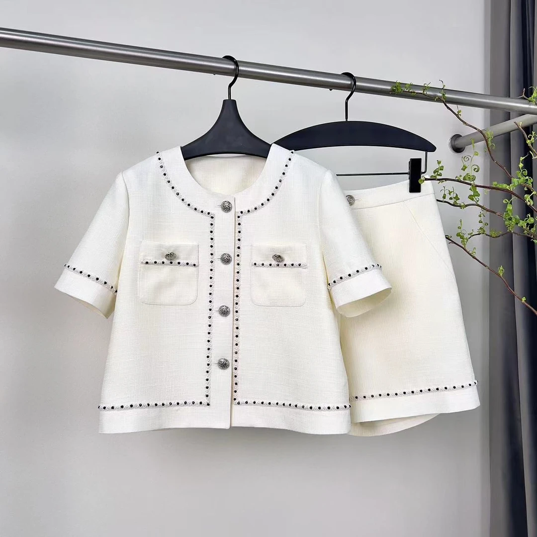 小香风2024新款轻奢名媛洋气短袖上衣休闲半身裙套装女X-ZB80