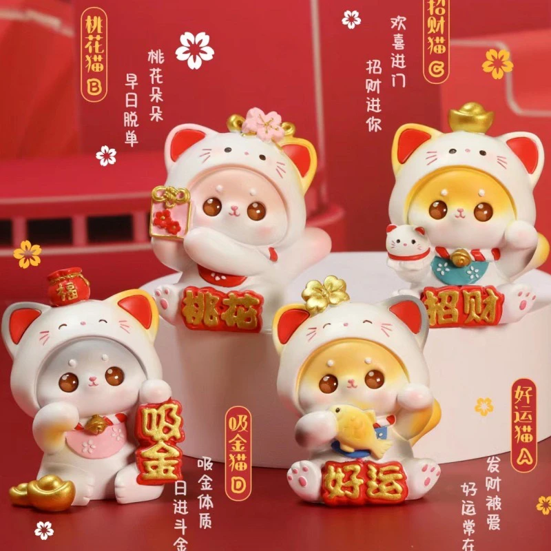 可爱招财猫创意小摆件树脂工艺品桌面装饰礼物