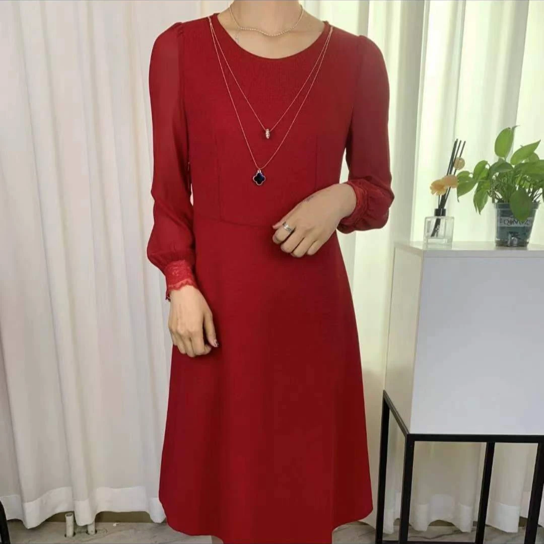 【A089】2024新款简单大方纯色显瘦高腰连衣裙气质打底裙H8