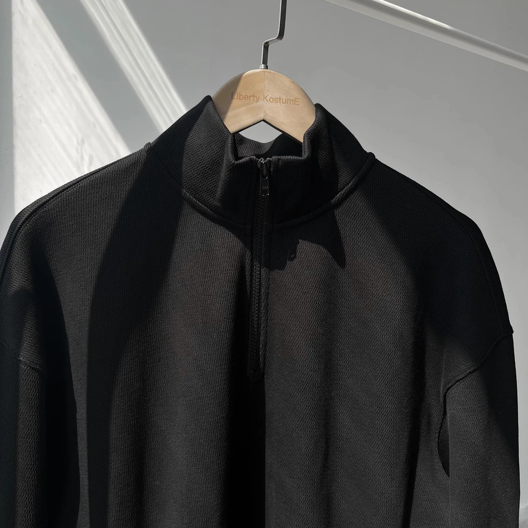Liberty Kostume 秋冬立领卫衣纹理日常休闲半拉链外套长袖男士