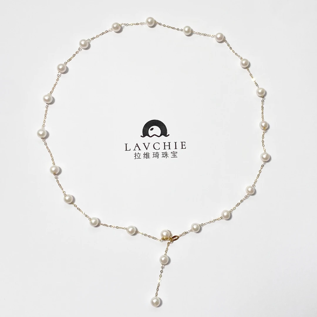 拉维琦散落星河4-5mm天然淡水珍珠项链满天星通体18k金