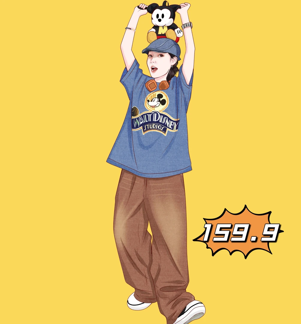 龅牙叮当推荐（刺绣工装裤）美式复古甜酷直筒拖地裤6118