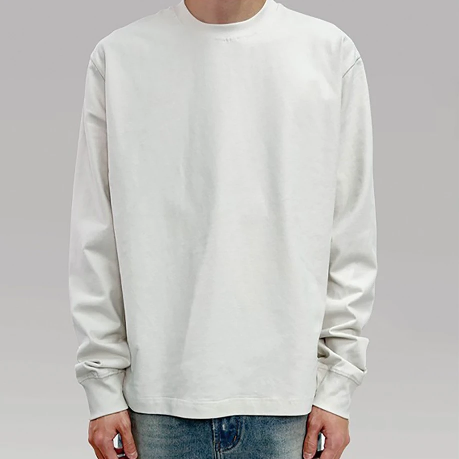 HOOKCUSTOM男士重磅长袖T恤宽松圆领舒适打底衫秋冬季纯棉长袖t恤