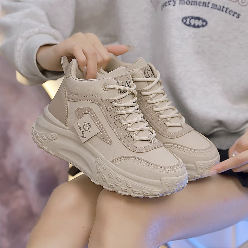 小个子增高鞋子女鞋运动老爹鞋休闲百搭厚底2023冬季加绒保暖棉鞋