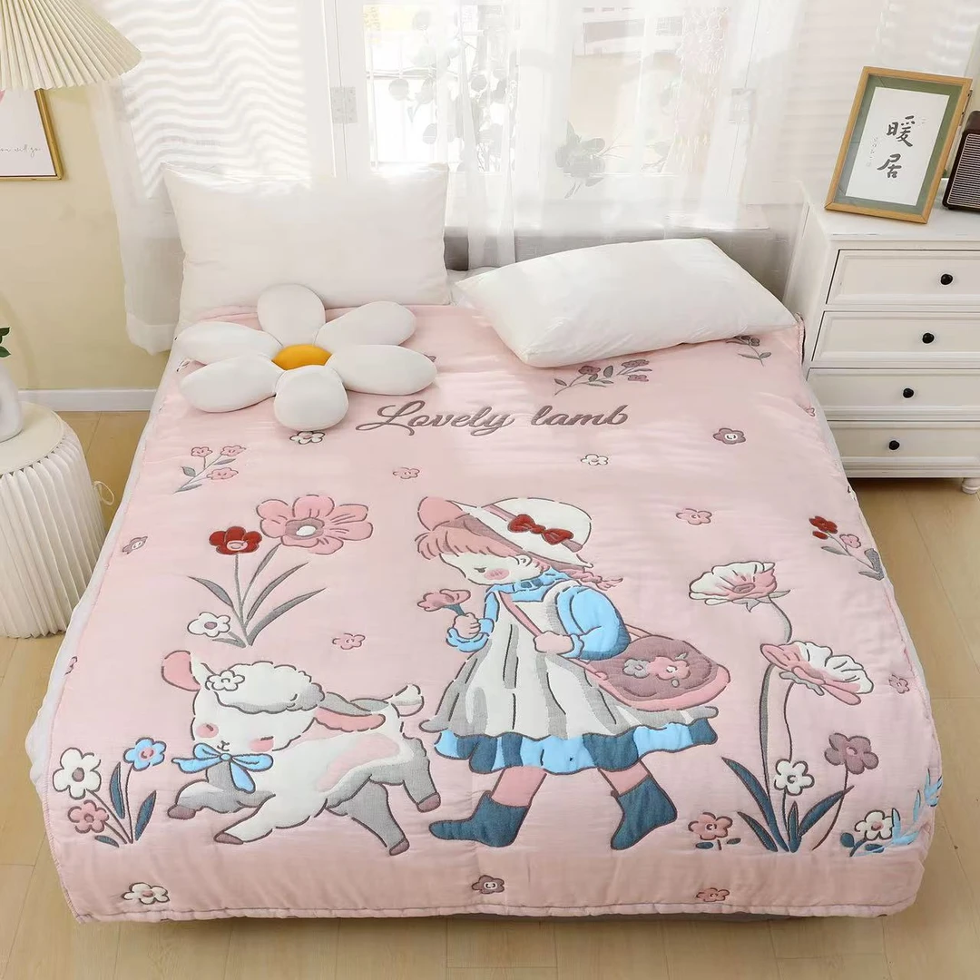 【小洋人】120cm*150cm亲肤柔软卡通女孩双童被泡芙被