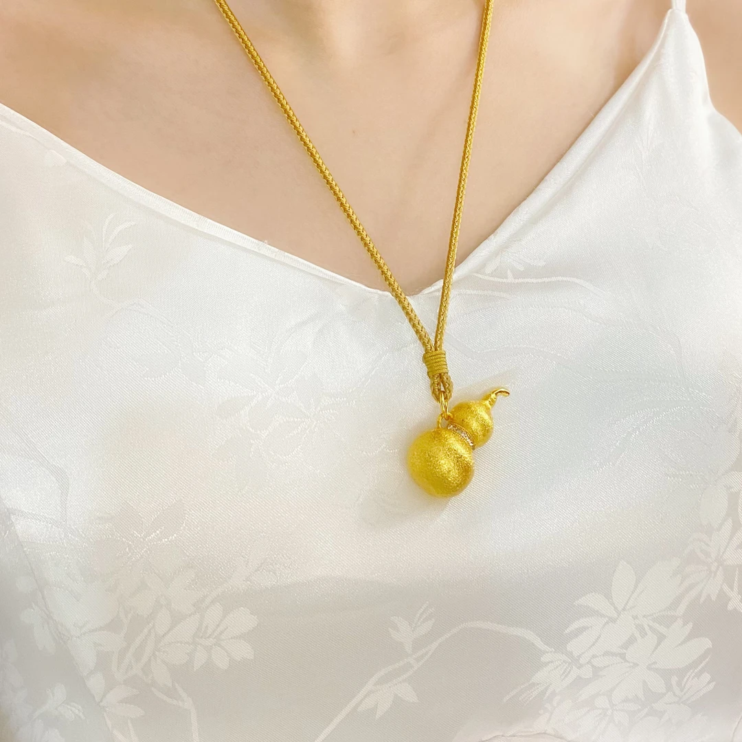 XL3537 点钻拉丝葫芦编绳项链 实心设计中式首饰