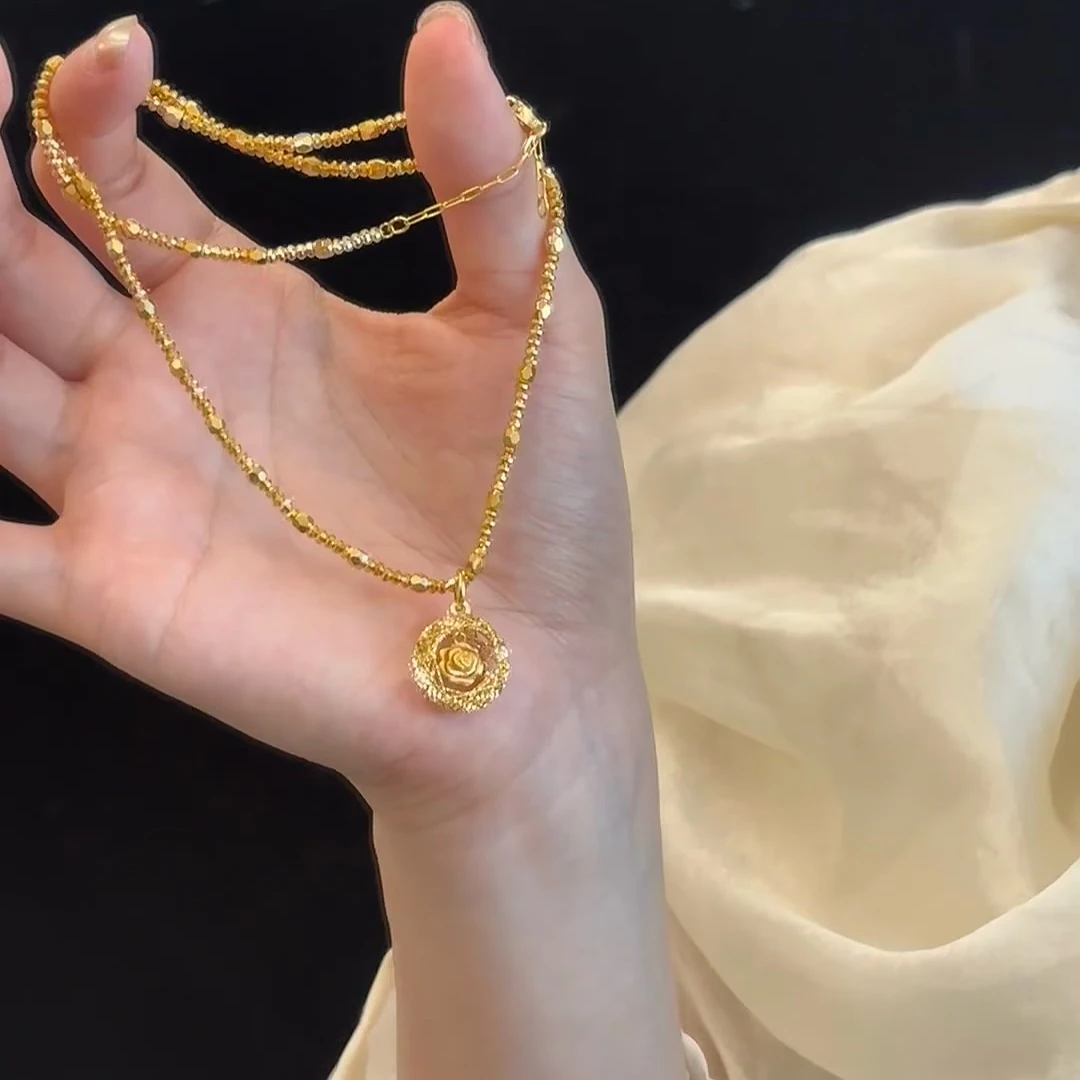 XL3598 织梦网花环蹦迪珠项链 轻奢时尚锁骨链