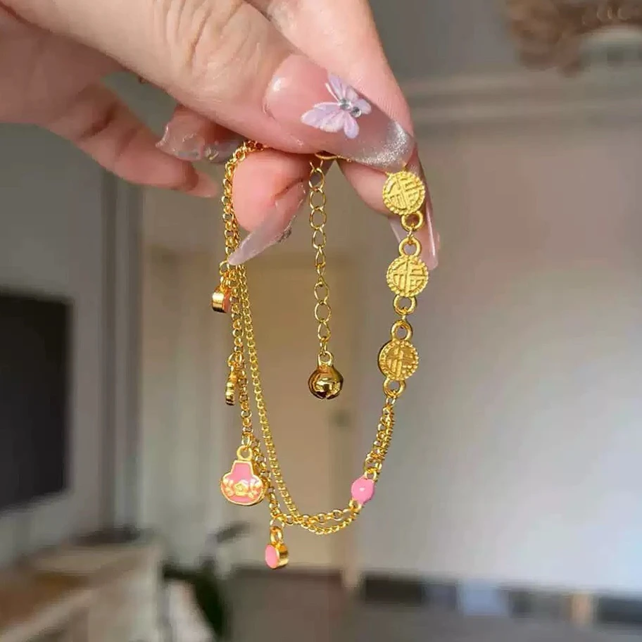 SL2313 粉嘟元宝福气满满手链 甜美设计感时尚手饰