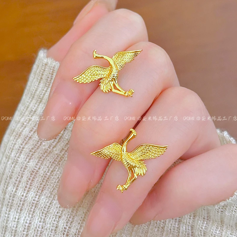 ES5076 立体仙鹤耳钉 国潮新中式气质个性女款耳饰