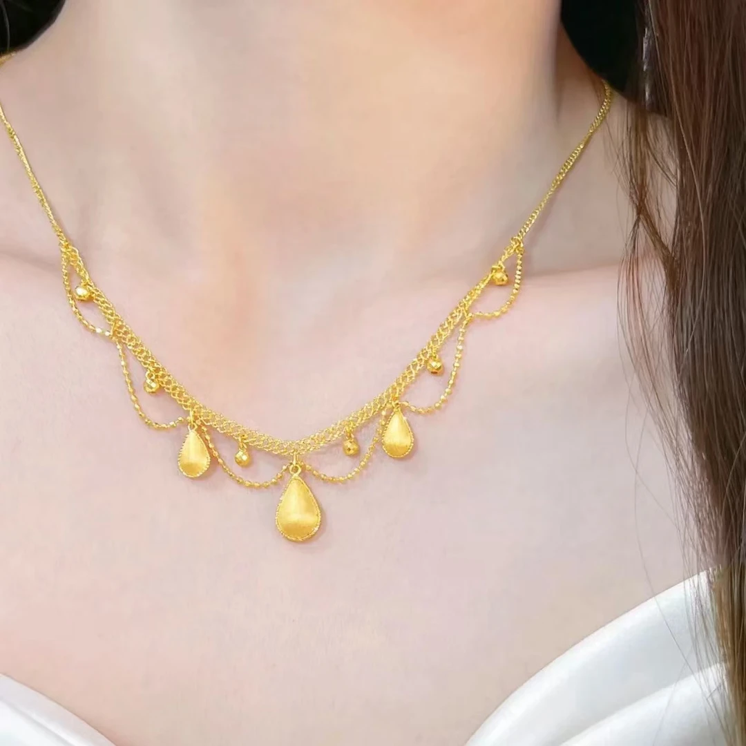 XL3548 拉丝水滴花边蕾丝项链 轻奢时尚锁骨链