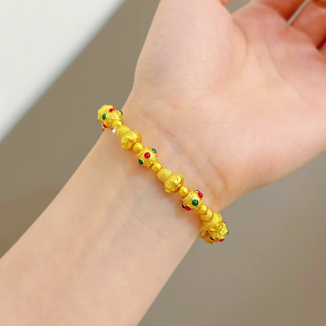 SL2387 莲花葫芦转运珠手链 镶嵌桶珠轻奢手串