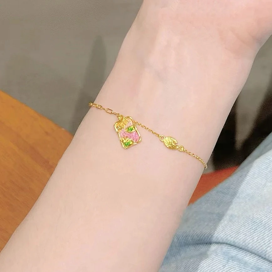 铜合金手链 SL2295 印象莲池睡莲手链 莫奈花园系列气质手饰