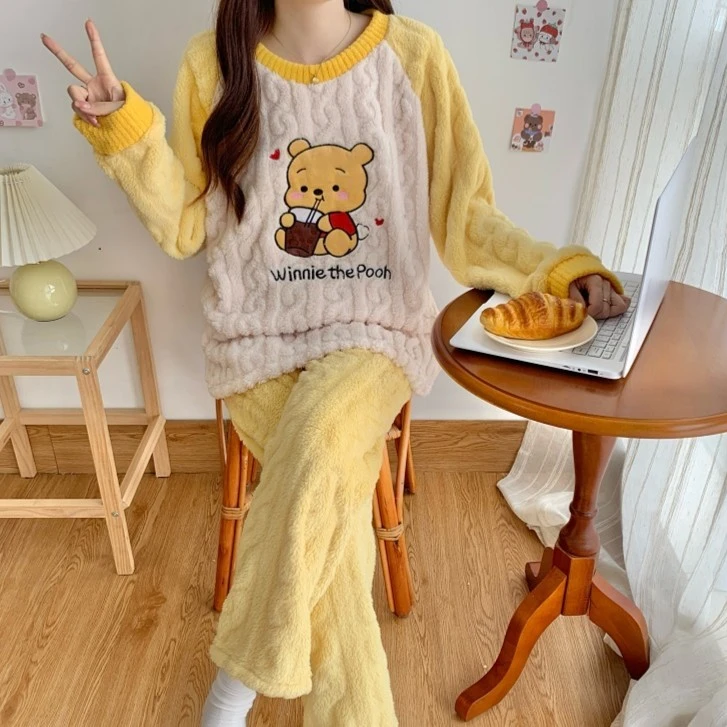 秋冬季爆款法兰绒80-200斤大码睡衣女加厚公主风家珊瑚绒居服套装