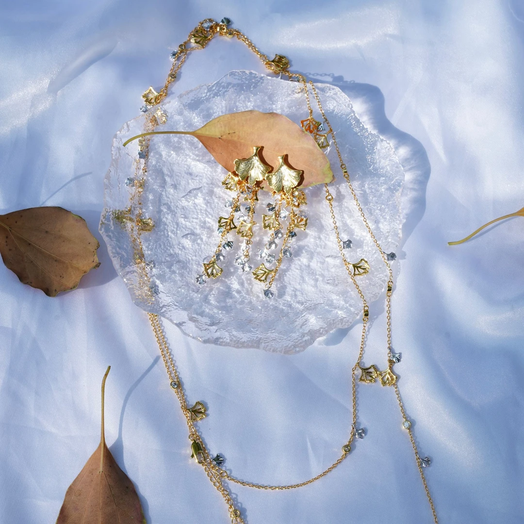 AOPOSS白姿 镀K金 [银杏流苏]原创设计百搭轻奢素款