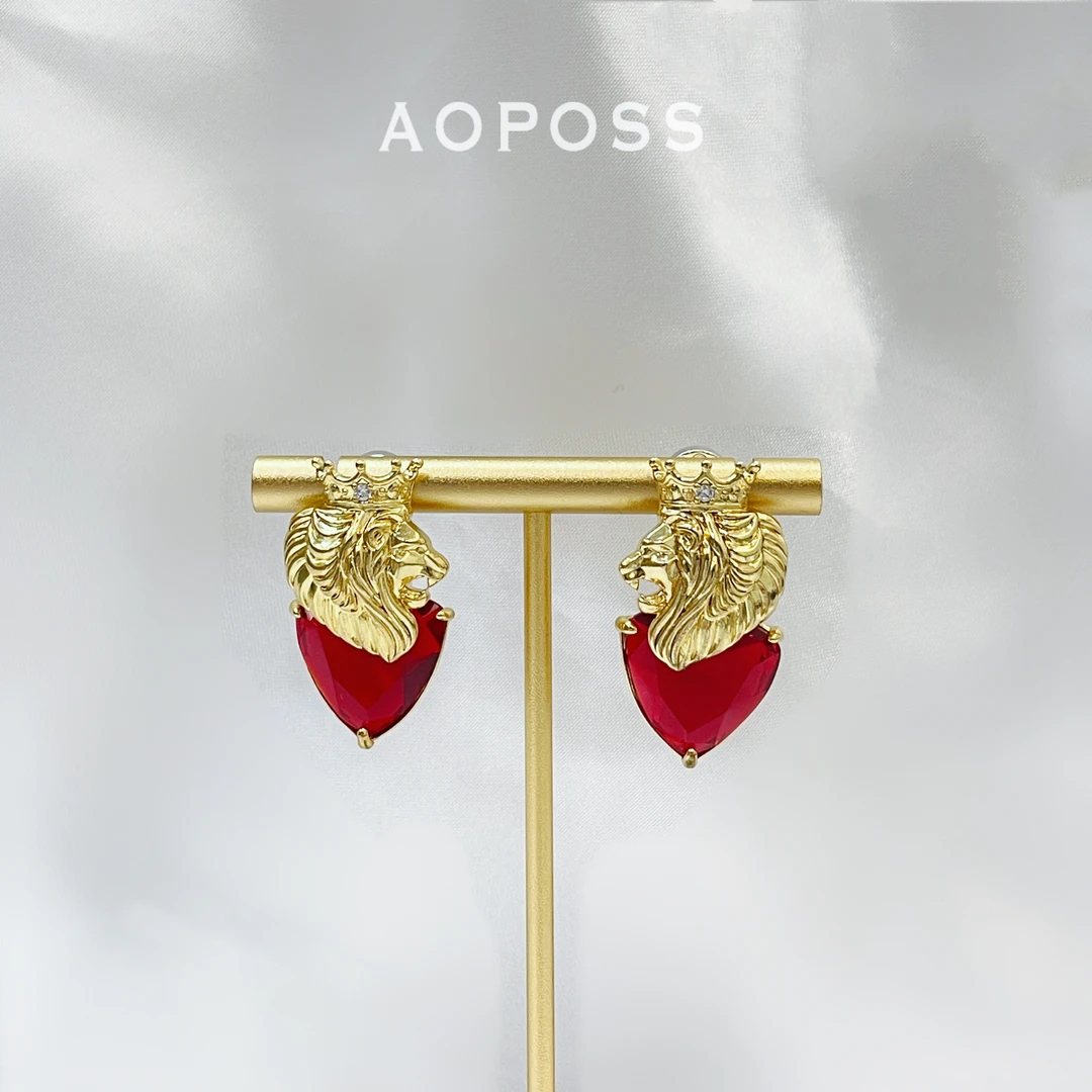 AOPOSS 铜合金耳饰 【清仓孤品】[红心狮子]耳钉耳夹