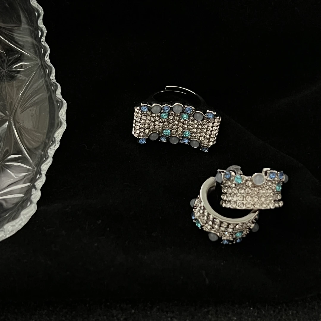 AOPOSS白姿 镀K金 [蓝色多瑙河]耳钉耳夹原创设计师气质