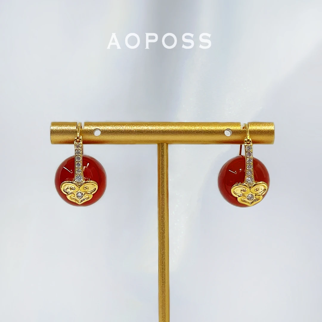 AOPOSS 铜合金耳饰 【达人专属】[柿柿如意]耳环耳扣原创设计轻奢