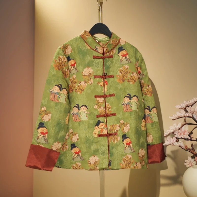 新中式盘扣小唐人2025新年拜年服加绒加厚提花外套原版正品授权