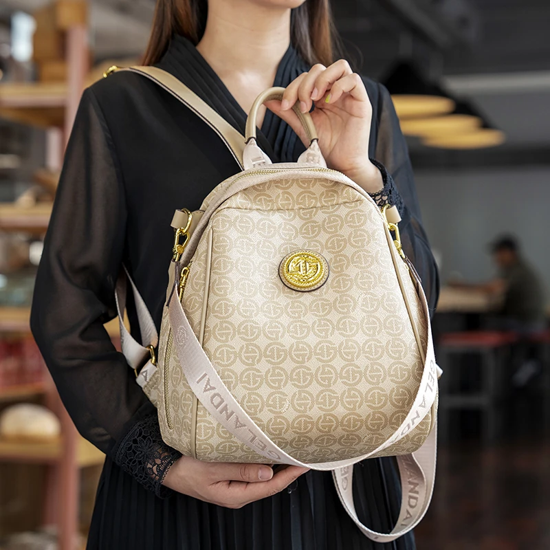 戈兰黛品牌背包女2024新款大容量双肩包百搭旅行包时尚单肩包9513