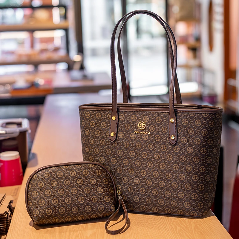 GELANDAI戈兰黛品牌女包2025春夏新款托特包百搭印花手提通勤大包