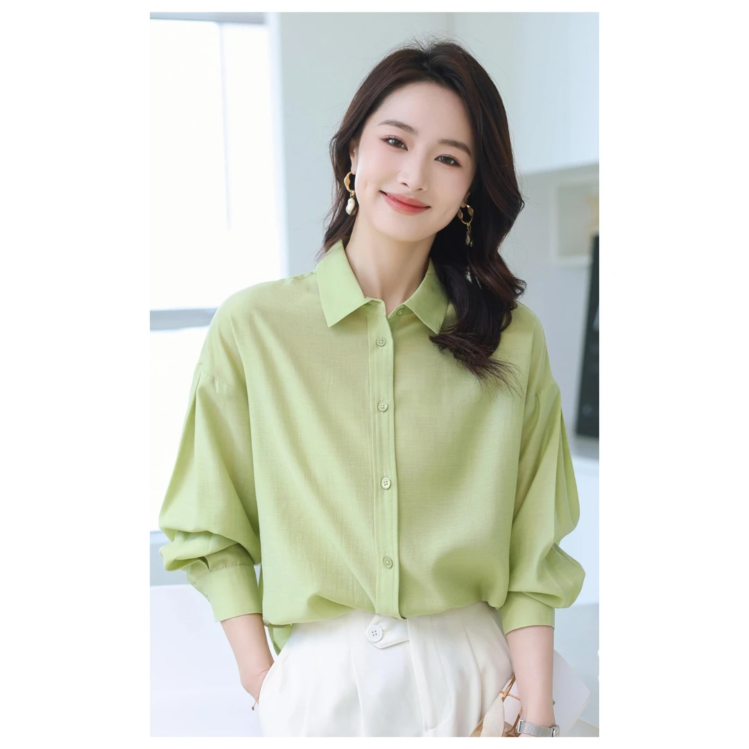 诗芬妮醋酸防晒衬衫天然舒适防晒宽松时尚纯色显瘦薄款设计感