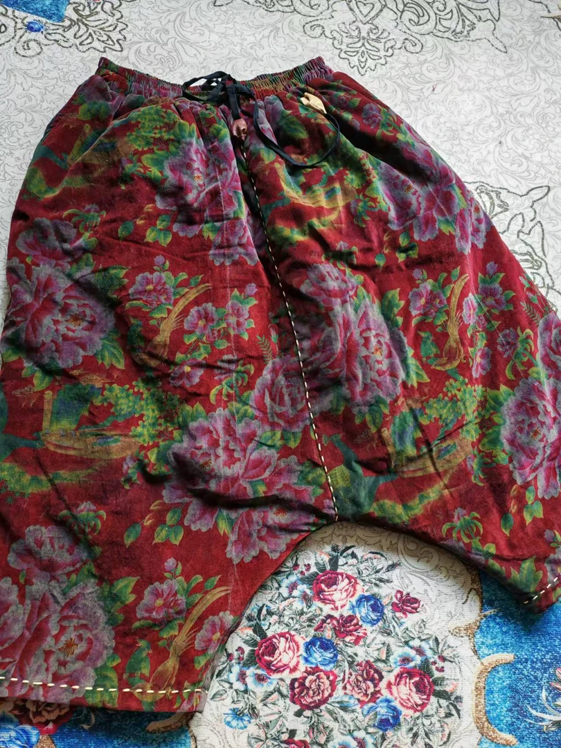 老三家平绒老料大裆裤