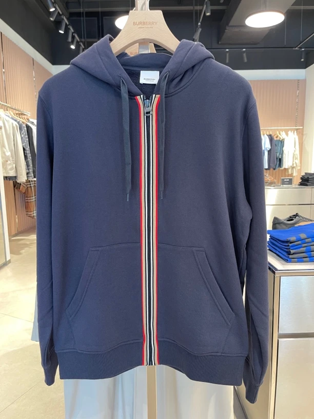 全新未使用 BURBERRY/博柏利 男款格纹拉链连帽开衫卫衣
