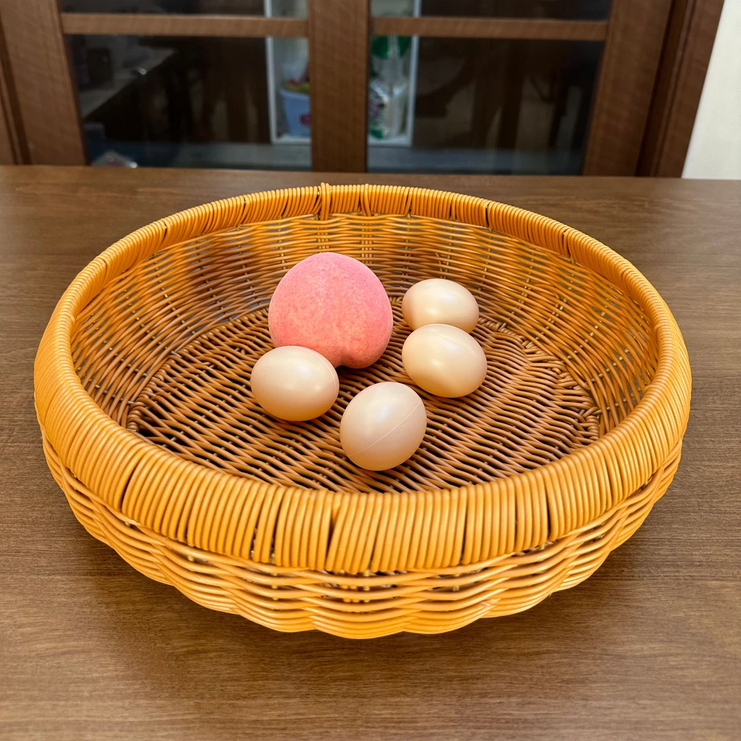 水果收纳框纯手工编织仿藤家用厨房圆形馒头筐餐厅托盘茶盘沥水篮