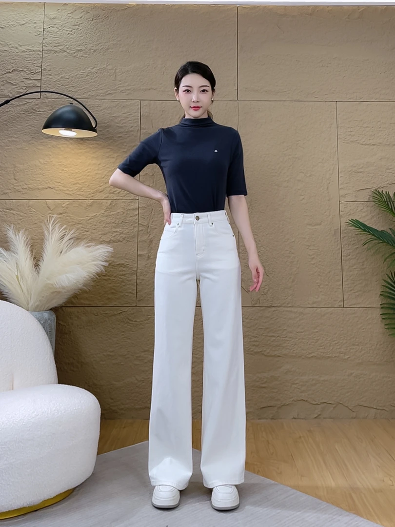秋季新款上新万向弹女士气质修身显瘦遮肉直通微喇裤91816款