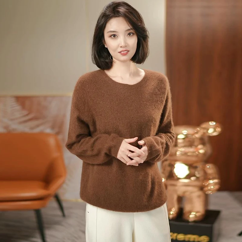 【100%羊毛拉毛】高端秋冬大圆领保暖打底针织衫 秋冬款加厚