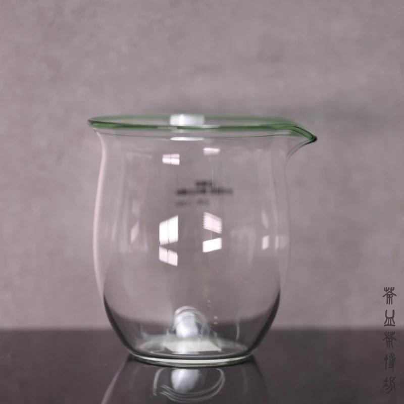 自慢堂无耳若轻绿色公道杯高档耐热主人杯纯手工中式茶道玻璃