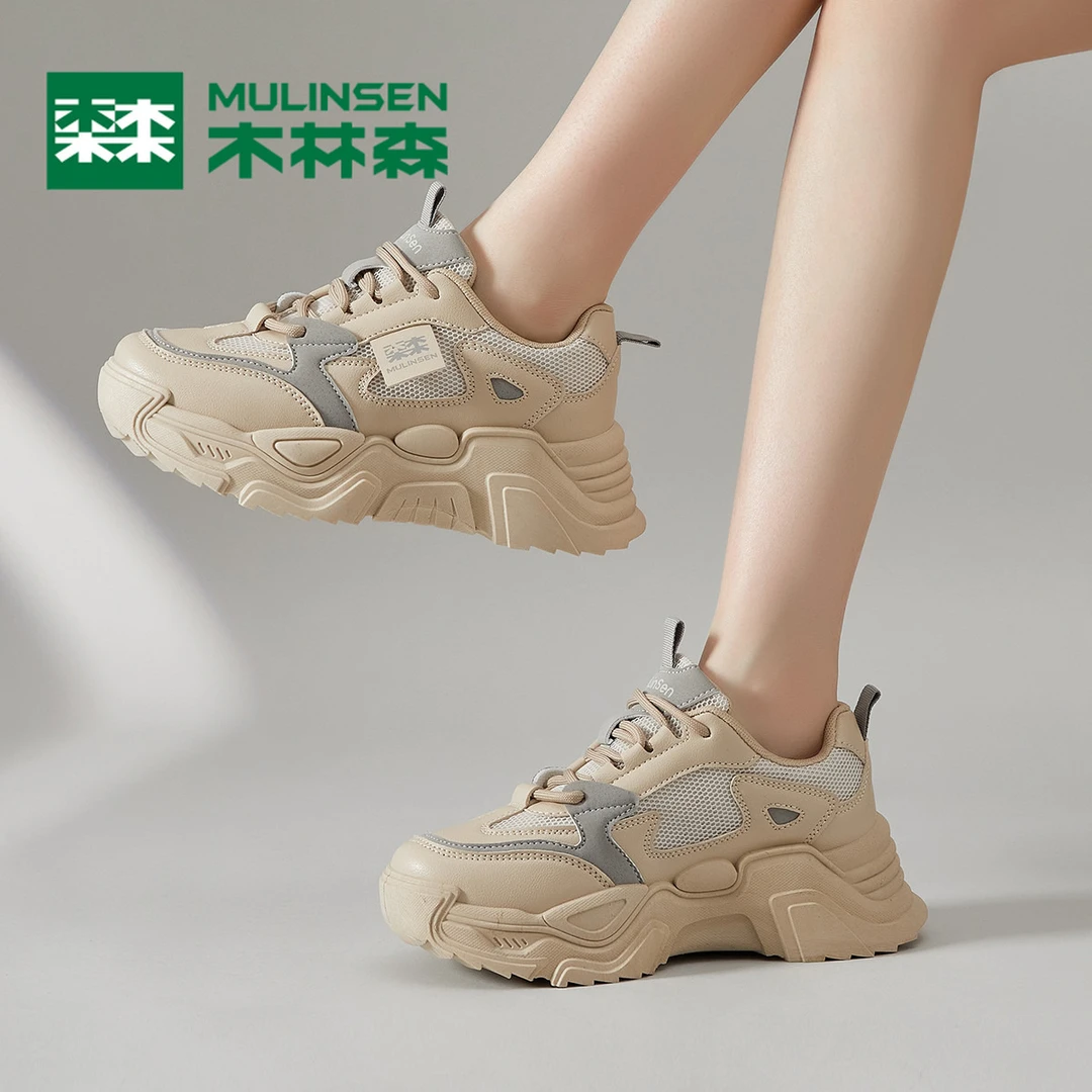 木林森春夏款潮ins超火的鞋子女网面鞋透气百搭女士休闲鞋老爹鞋