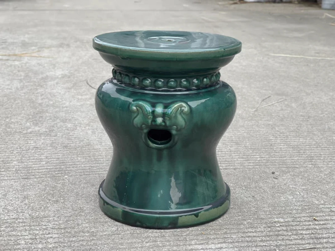 石湾绿圆鼓底座花架