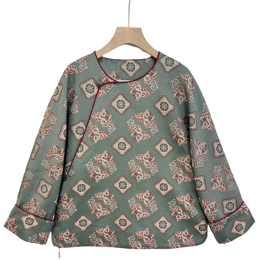 【狮狮如意】钱小萍老宋锦毛衫新中式国风外套上衣春秋百搭潮流