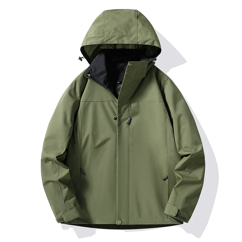 冲锋衣2024春秋新款登山休闲简约男士夹克宽松连帽夹克情侣外套女