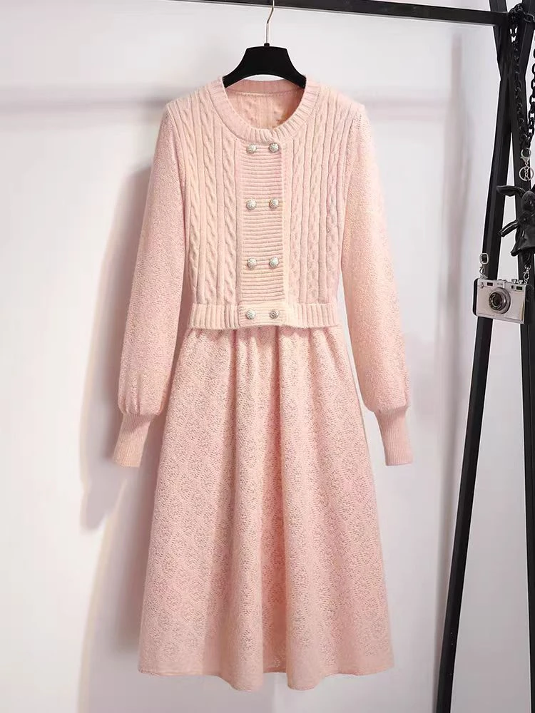 A551-A600针织连衣裙蕾丝辣妹裙百搭