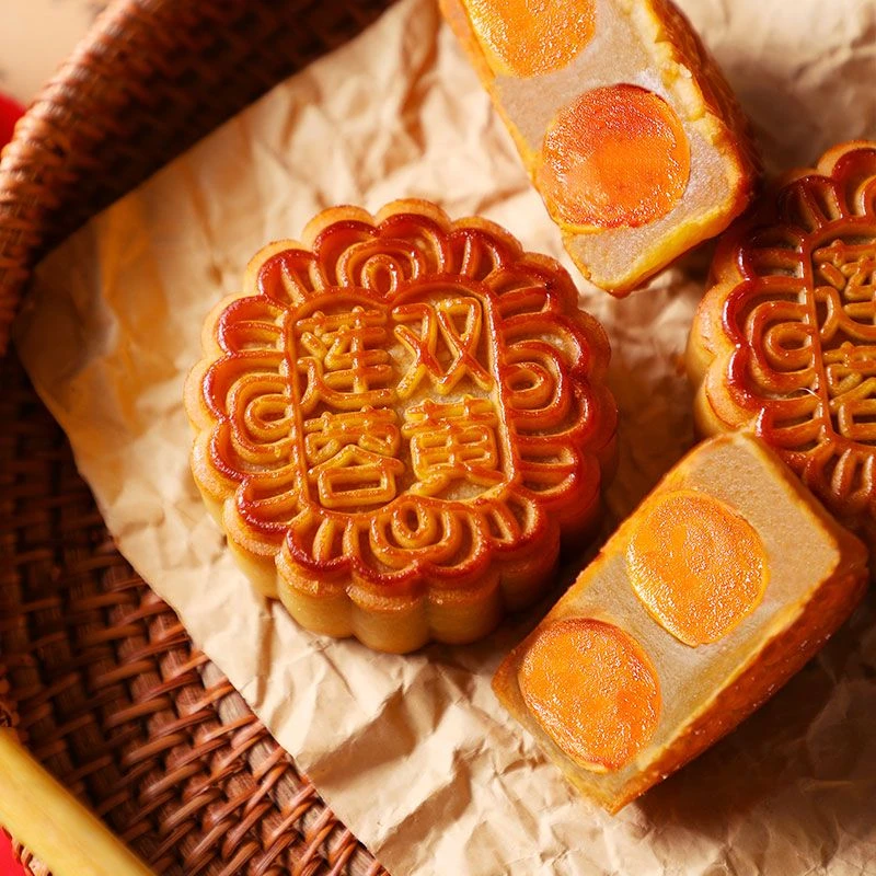 正宗广式双蛋黄月饼莲蓉月饼传统中秋手工大月饼零食糕点100g/个