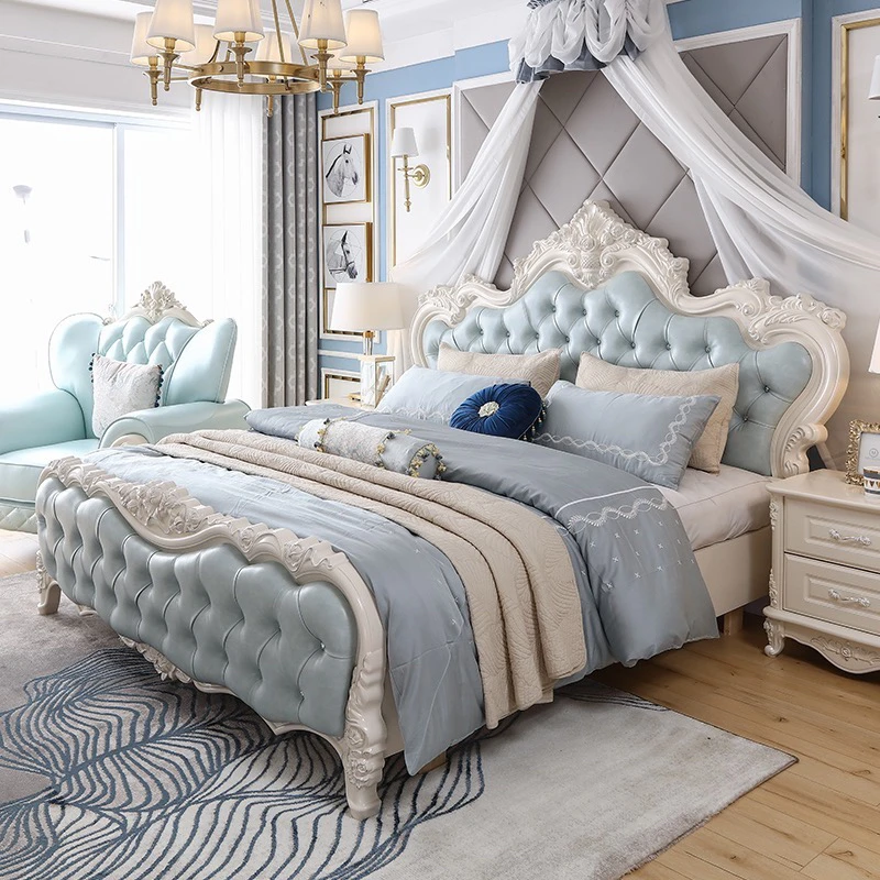 轻奢时尚型卧室大床高端大气主卧室婚床现代简约公主床婚房成套