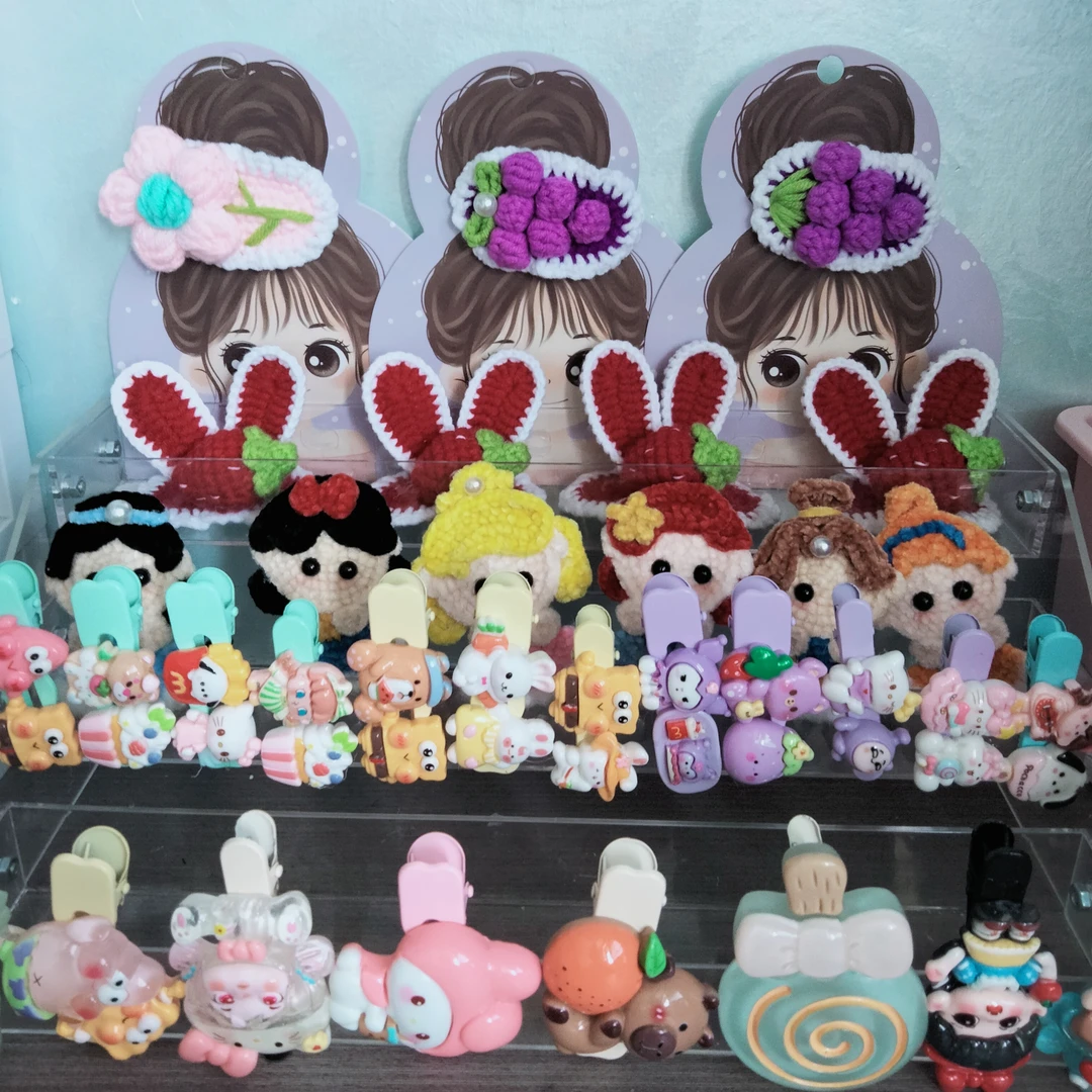 【直播代拆】创意卡通发夹钩织皮筋挂件手工可爱发卡少女女孩甜美