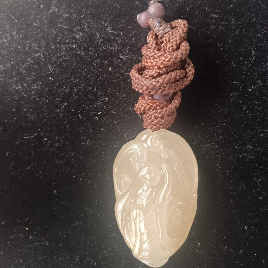 非金属羽毛吊坠 【江津硒玉】石英质玉挂件29.303g雕刻挂坠项链吊坠